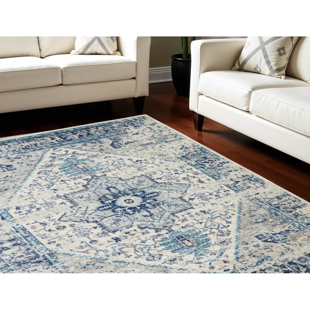 HomeRootsFloral Medallion Transitional Rectangle Area Rug - 108' X '72' X '0.5