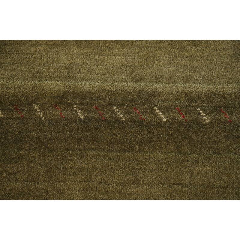 Hand Knotted Oriental 100% Wool Carpet Tribal Animal Pictorial Green Gabbeh Area Rug - 5' 3'' X 3' 0''