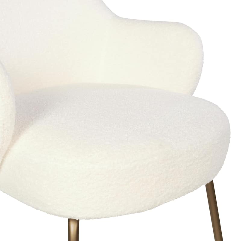 Furnish Theory Nordic Comfort Dining Armchair Arm Chair w/ Various Boucle Fabric Upholstery Covers & Steel Leg Finishes