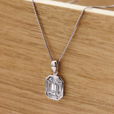 Auriya 14k Gold 1 1/4ctw Emerald-cut Diamond Necklace (G-H, VS1-VS2)