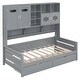 preview thumbnail 7 of 8, Grey Twin Size Wooden Daybed with 2 Drawers, and All-in-One Cabinet and Shelf