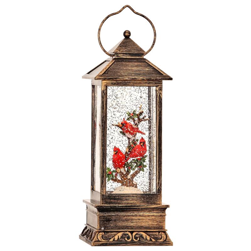 Cardinals Square Snow Lantern 8.75" - 10.875"H x 4" x 4"W
