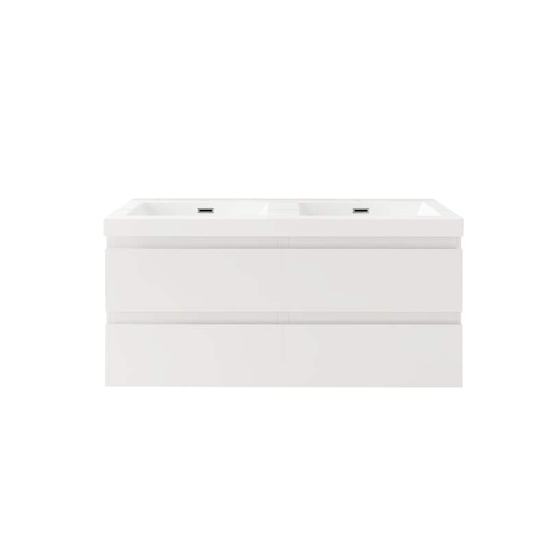 Angela 47 in.W x 19.5 in.D x 20.5 in.H Wall-Mounted Bath Vanity with White Cultured Marble Top