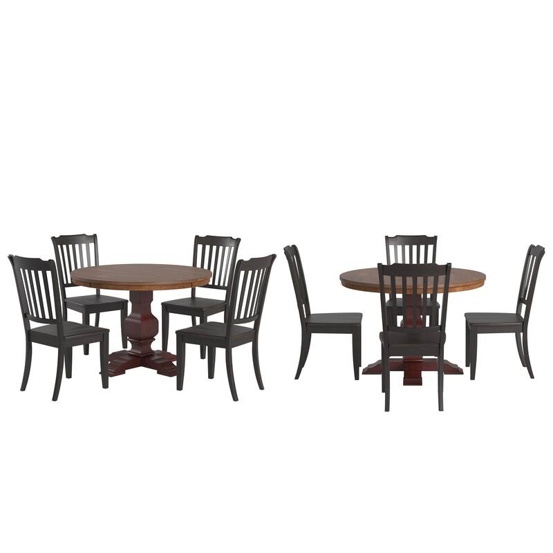 Ronda 45" Round Solid Wood Top Dining Set with Spindle Back Chairs