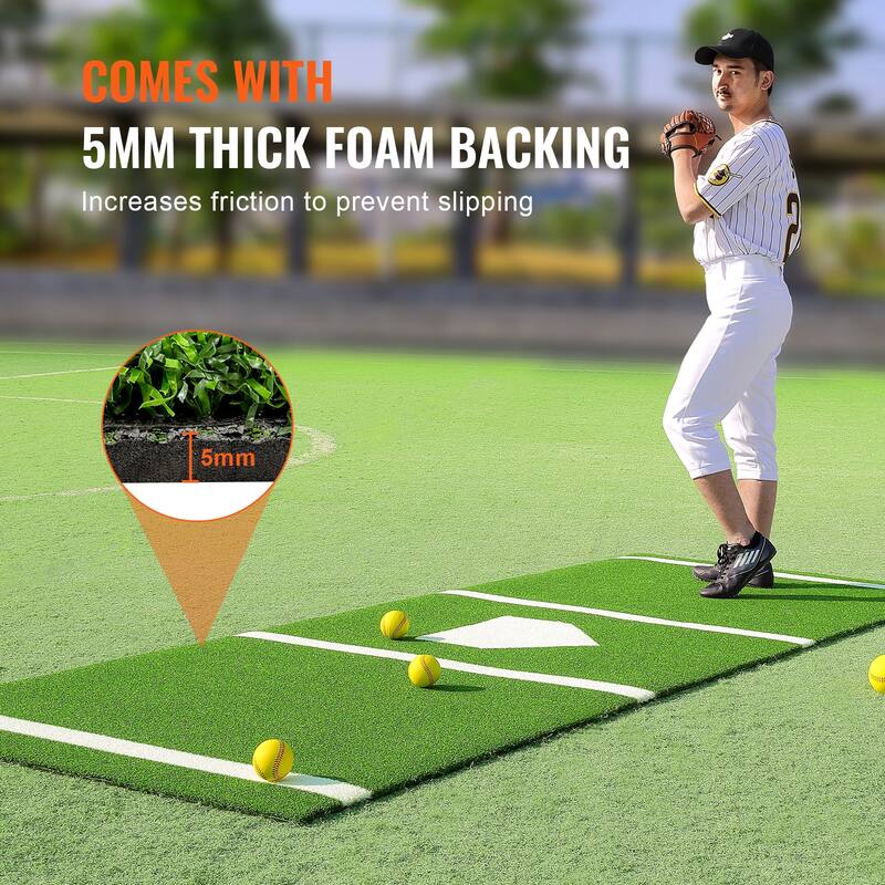 Baseball Softball Hitting Batting Mat with Tightening Rope - 10' x 3.8'