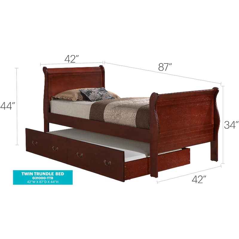 Louis Philippe Twin Trundle Bed with Trundle