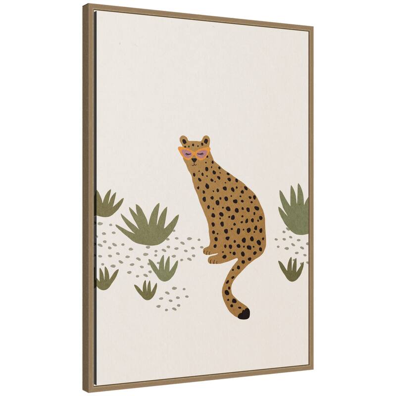 Kate and Laurel Leopard II by July Art Prints Framed Canvas Wall Art Print - 23x33 - Gold