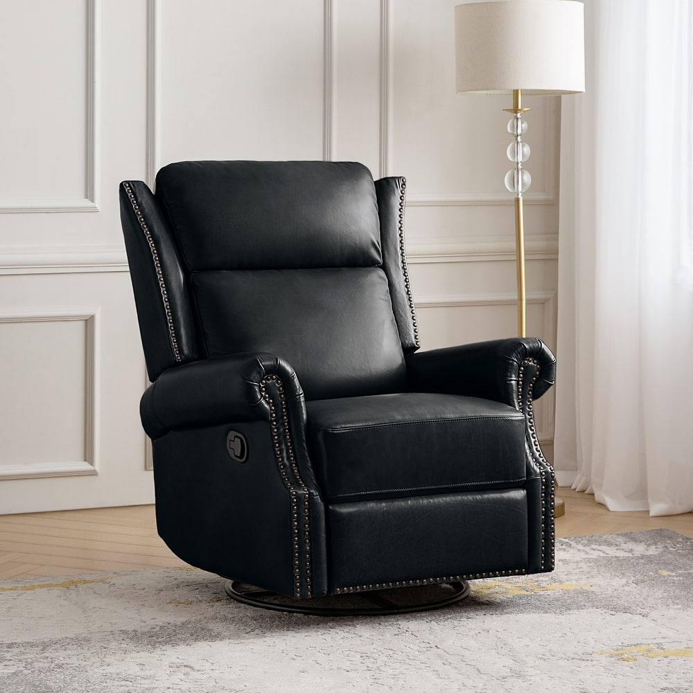 Viviana Traditional Genuine Leather Manual Swivel Glider Recliner by HULALA HOME