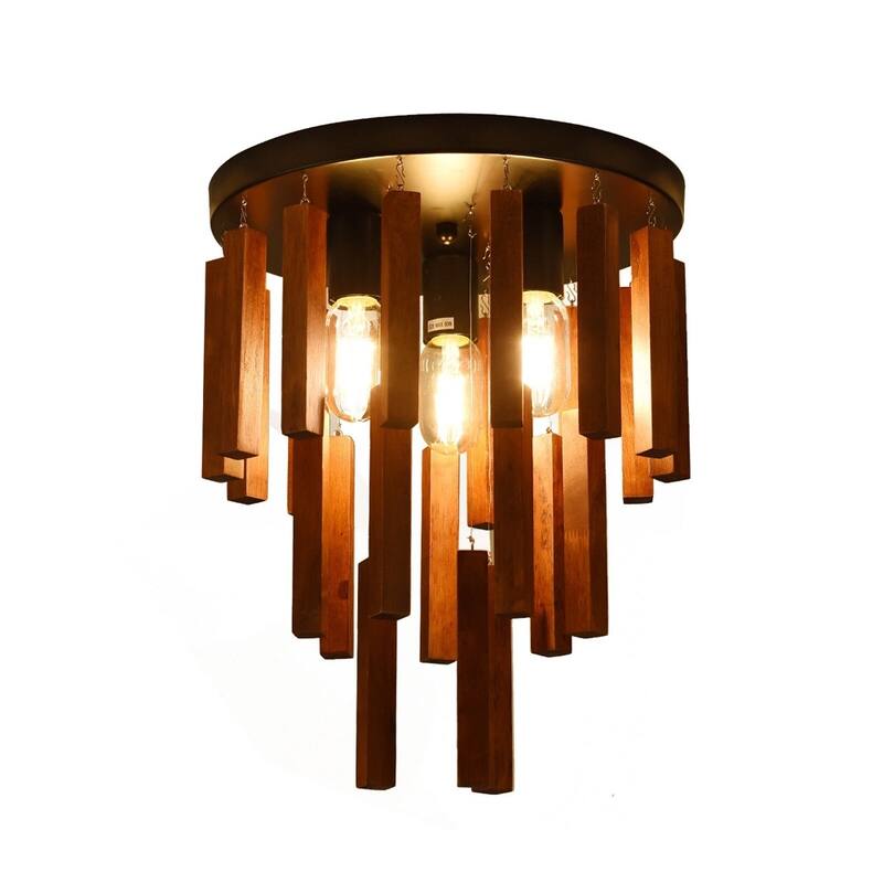 Ceiling Light Fixture Rustic Chandelier Retro Ceiling Semi Flush Mount - 12" x 13"