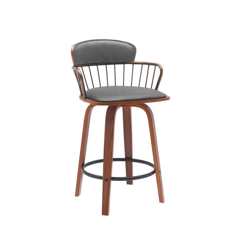 Willow Upholstered Wood Swivel Counter or Bar Stool
