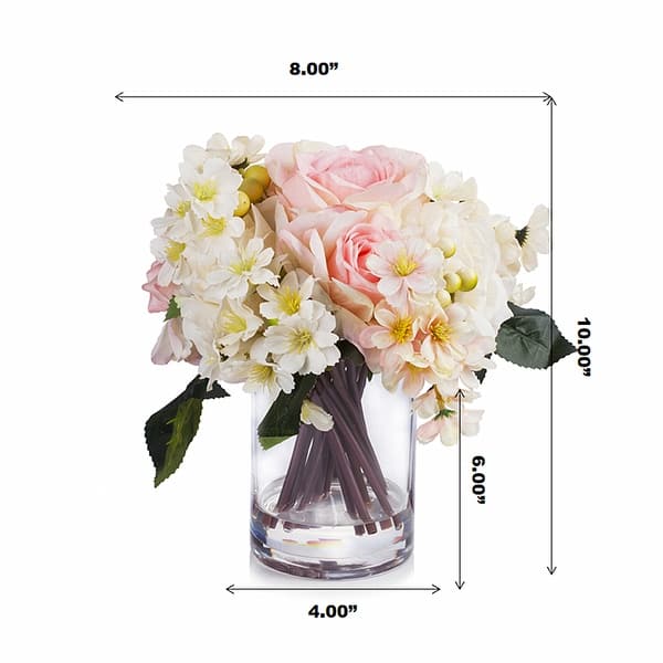 Enova Home Mixed Artificial Silk Roses Faux Flower Arrangement in