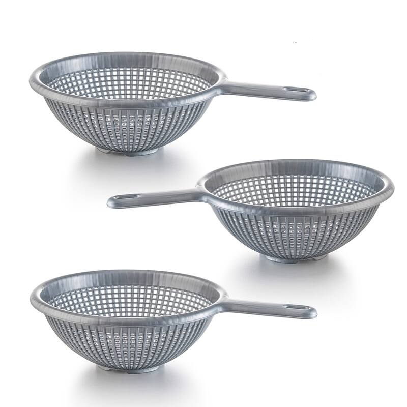 YBM Home 8.5 In. Plastic Colander With Long Handle for Pasta 3 Pack