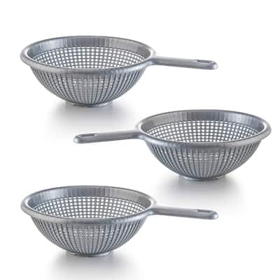 YBM Home 8.5 In. Plastic Colander With Long Handle for Pasta 3 Pack