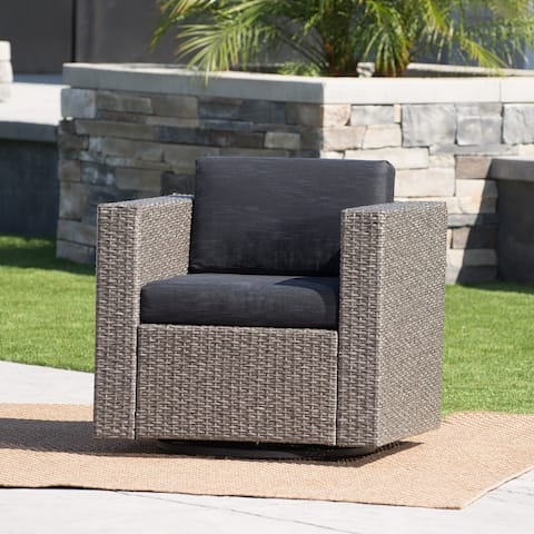 Puerta Outdoor Wicker Swivel Club Chair by Christopher Knight Home