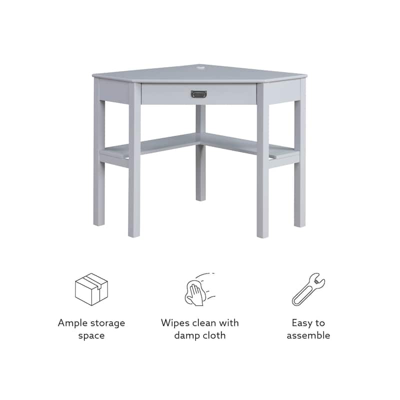 Linon Poppy Corner Classic Writing Desk with Storage