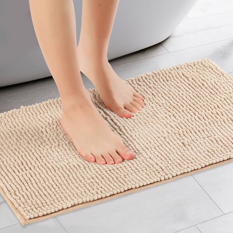 Bathroom Rugs, Soft Plush & Fluffy Bath Mats Non Slip Extra Thick Microfiber Bathroom Mat - Khaki - 20" x 32"