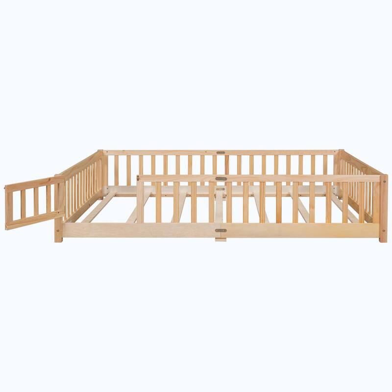 Durable Floor Platform Bed with Fence