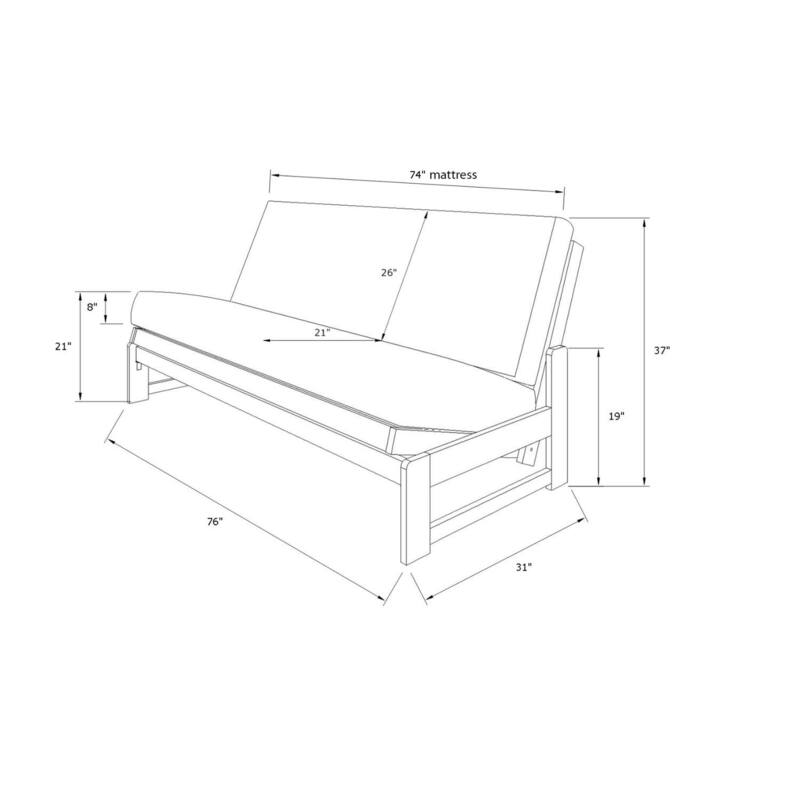 Aspen Futon Frame with Reclaim Mocha Finish and Twill Black Mattress - Contemporary Rustic Convertible Bed