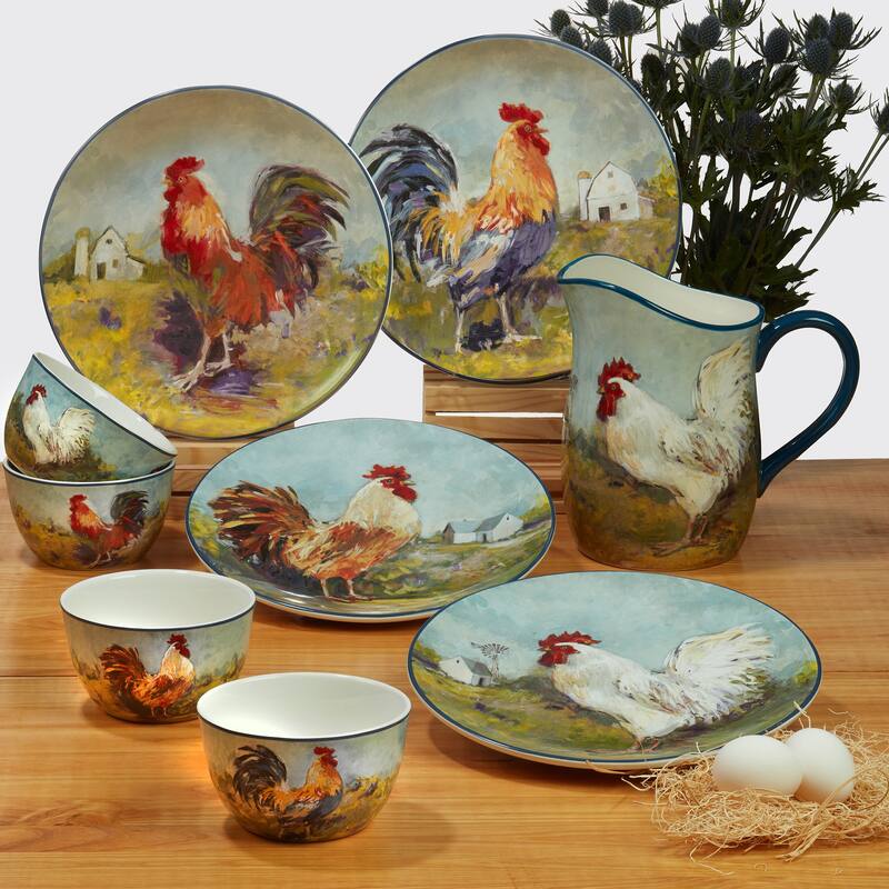 Certified International Rooster Meadow 22 oz. Mugs, Set of 4
