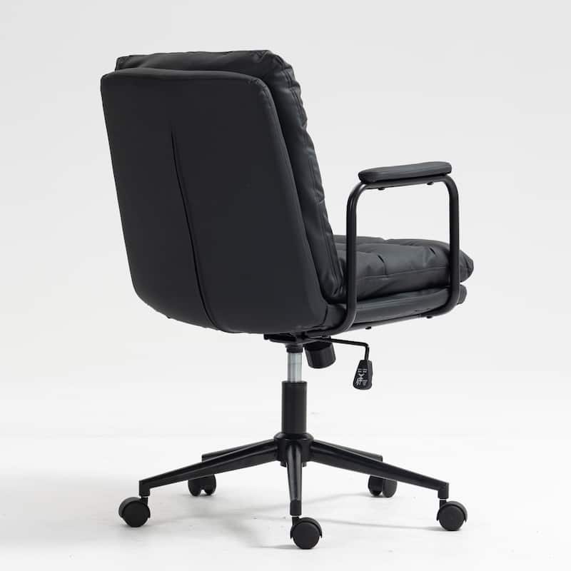 GDF Studio - Ergonomic PU Leather Mid-Back Office Chair with Reclining Backrest with Padded Armrests and 360° Swivel Mobility