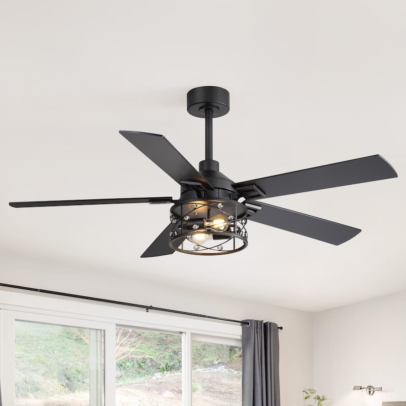 52-inch Reversible 5-Blade Caged Ceiling Fan with Remote and Light Kit