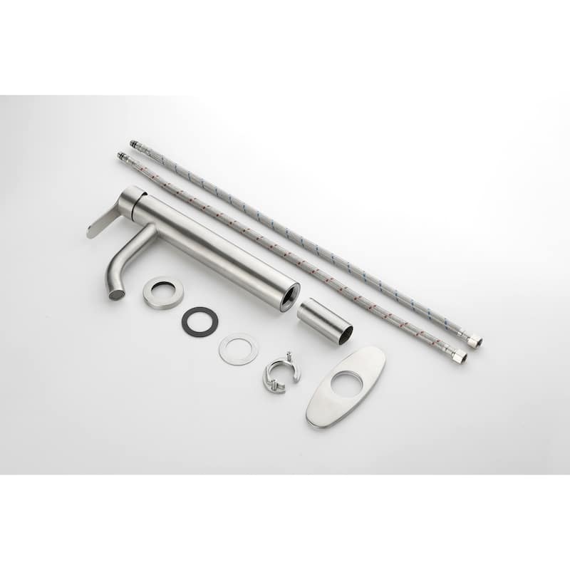 Bathroom Sink Single Handle Faucet with Pop-Up Drain (No Overflow)
