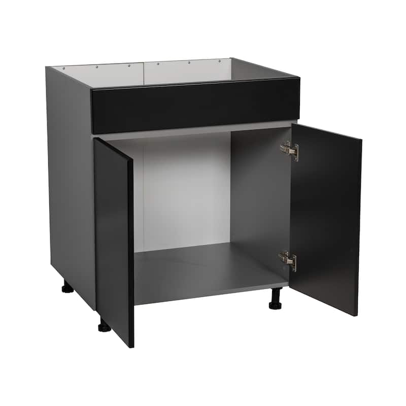 33" Sink Base Cabinets-High Double Door-Grey - 33 x 34 1/2 x 23 3/8