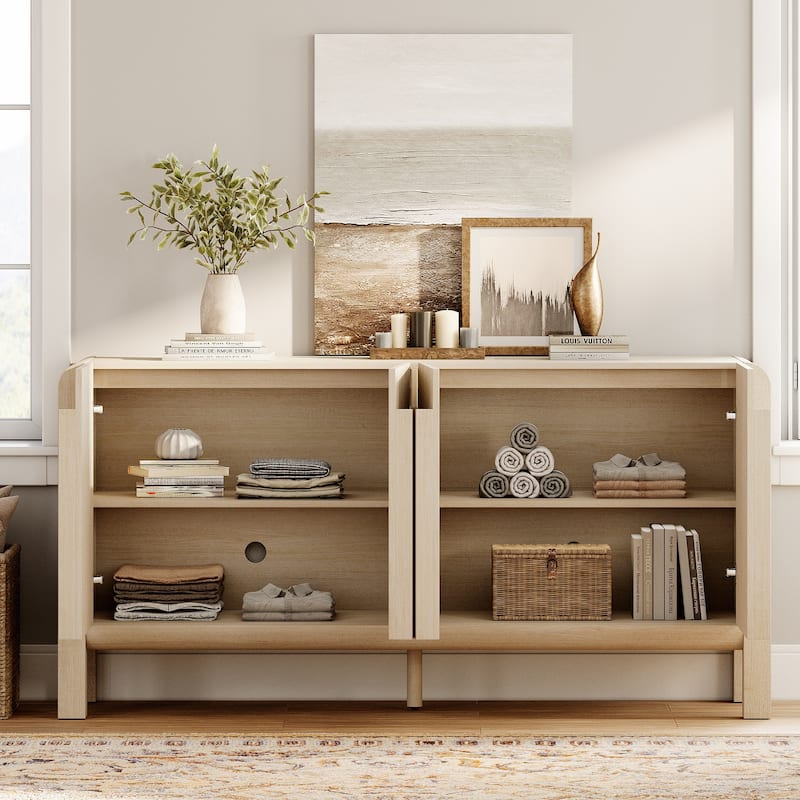 WAMPAT Modern TV Stand For Tvs Up To 120 Inch, 3 In 1 Entertainment Center With Adjustable Shelves And 6 Drawers