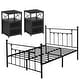 preview thumbnail 8 of 27, Taomika 3-Pieces Modern Bedroom Sets with Black Bed Frame Black Nightstands - Full