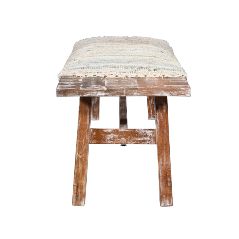 Mia 50" Upholstered Entryway Bench with Cotton Seat by Sevita - 50" L x 17" W x 18" H