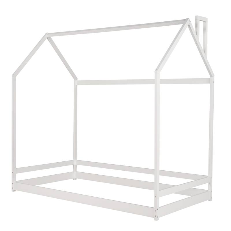 Twin Size House Bed Wood Bed - White