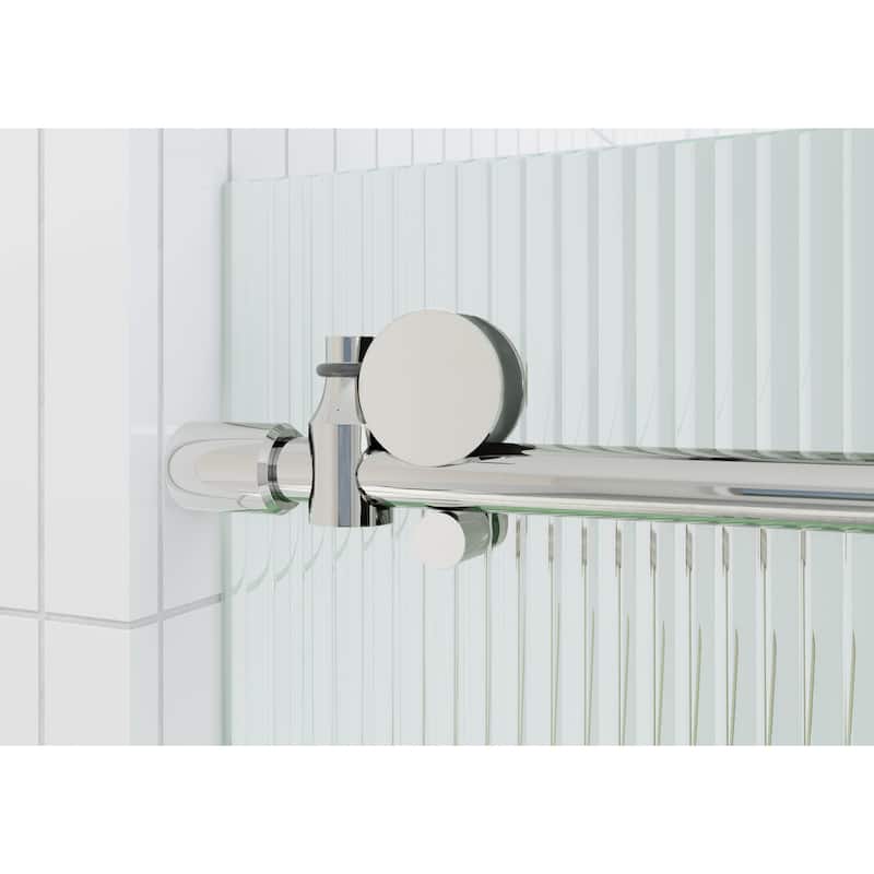 Galaxy 60 in. x 60 in. Fully Frameless Fluted Glass Sliding Bathtub Doors - Righthand