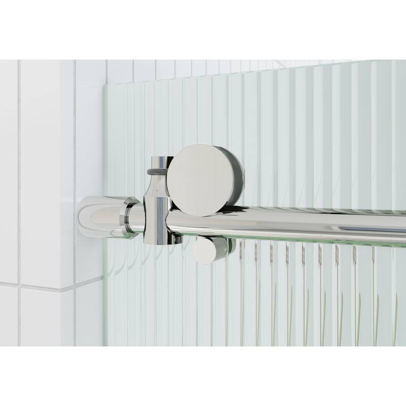 Galaxy 60 in. x 60 in. Fully Frameless Fluted Glass Sliding Bathtub Doors - Lefthand