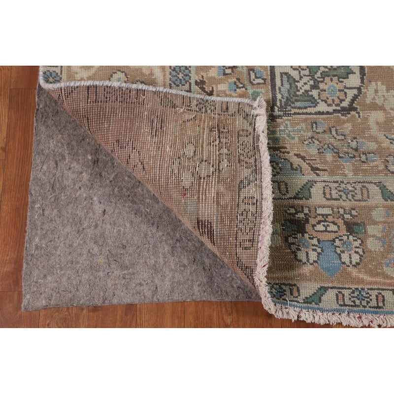 Distressed Pink Tabriz Persian Vintage Area Rug Handmade Wool Carpet - 6'6"x 9'8"