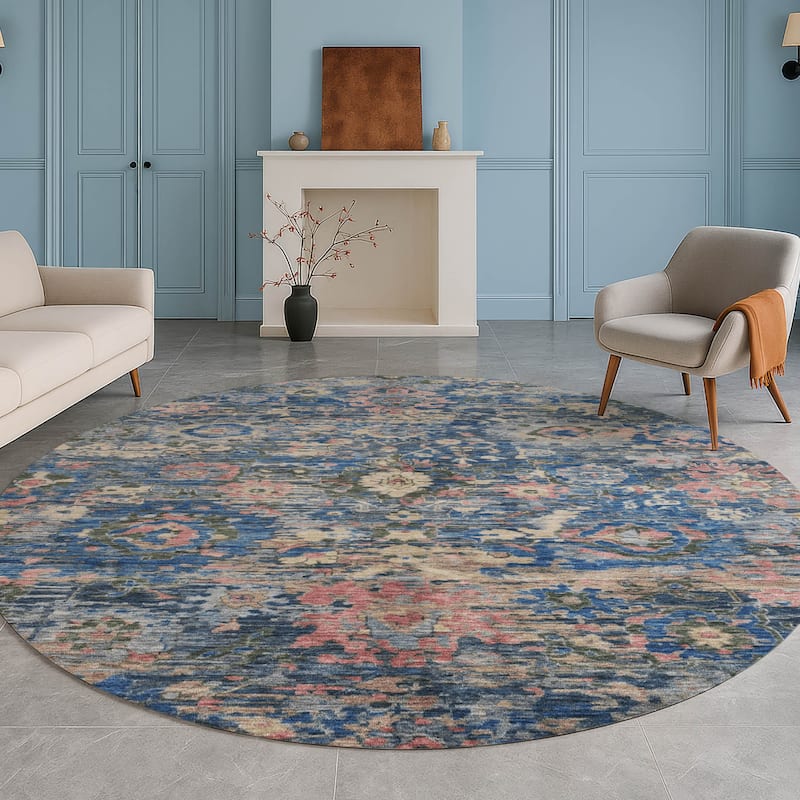 Machine Washable Indoor/ Outdoor Vintage Traditional Chantille Rug