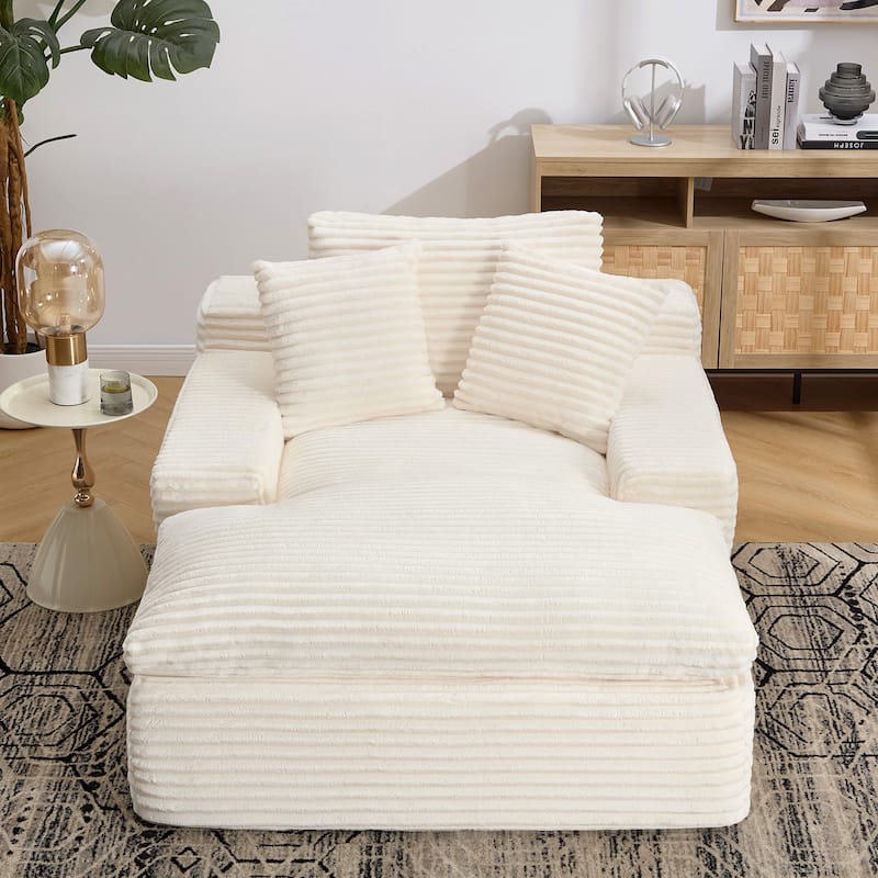 67" Upholstered Chaise Lounge Chair Sleeper Sofa Bed with Pillows, No Assembly Required