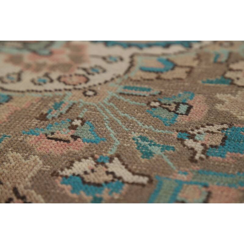 Pink Floral Tabriz Persian Area Rug Handmade Wool Carpet - 9'7" x 13'0"