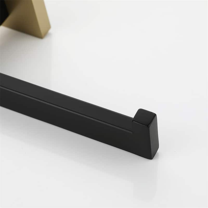 4 Piece Bathroom Hardware Set Matte Black & Gold Bathroom Accessories Set Wall Mount Stainless Steel Towel Holder Bar Set