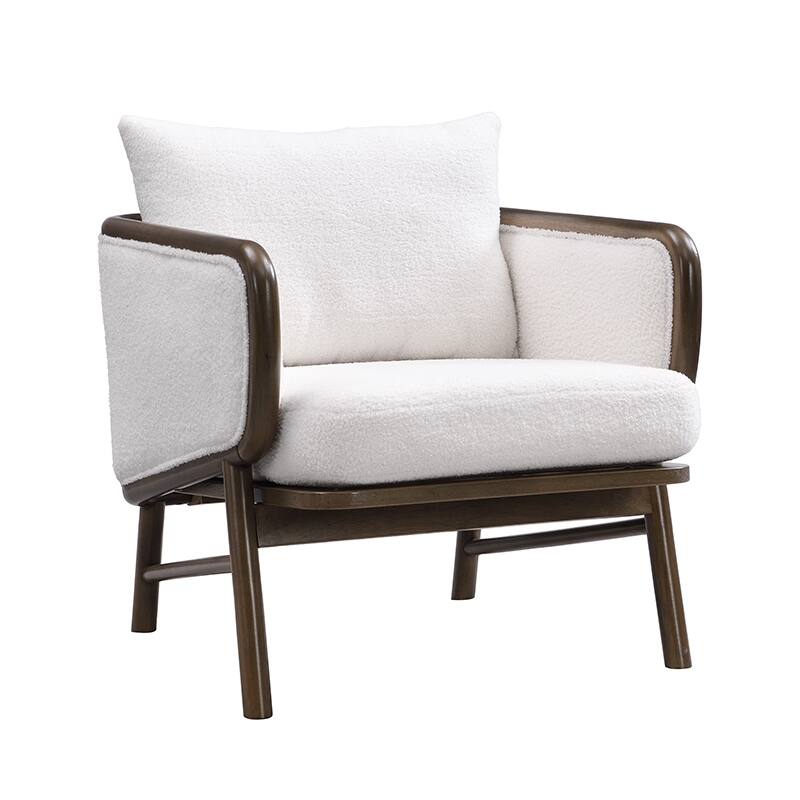 26.3'' Modern Minimalist Leisure Armchair with L-Shaped Armrests, Polyester Fabric for Living Room - 27" D x 29" W x 29.9" H - White