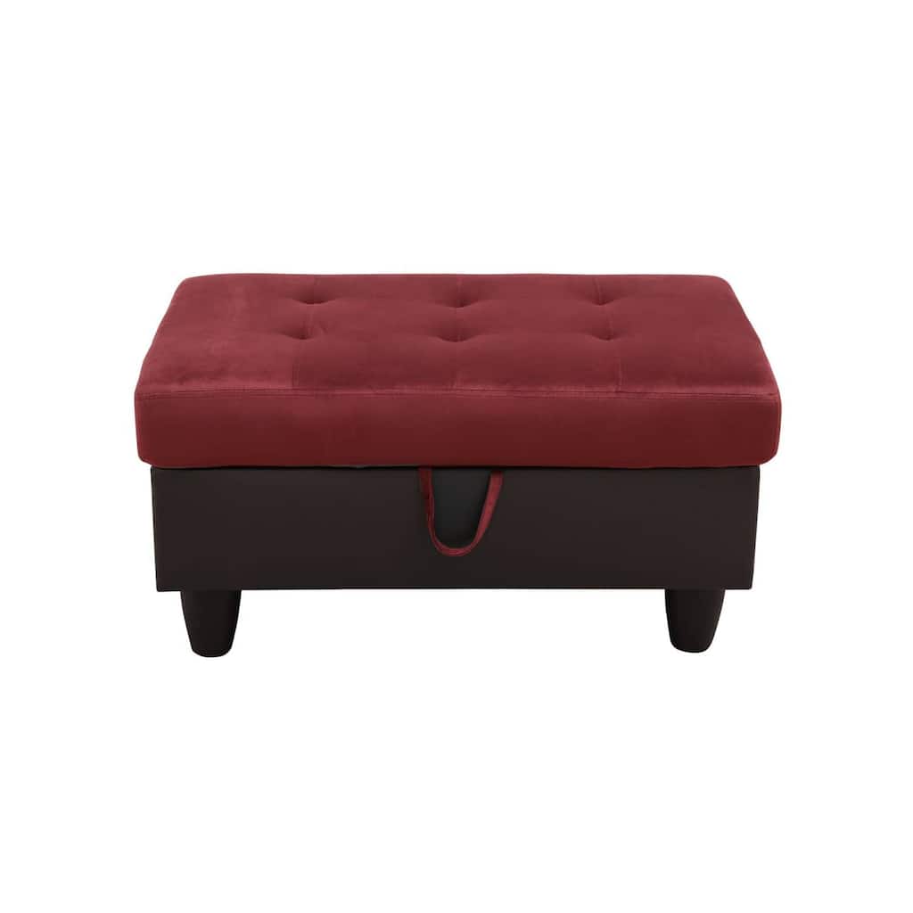 Red Flannel And PVC Living Room Storage Ottoman