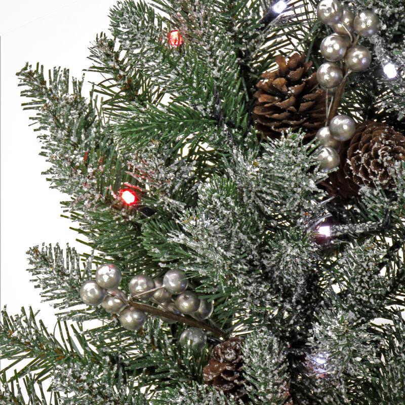 National Tree Company 2 ft. Feel Real Snowy Morgan Spruce Wreath with Twinkly LED Lights - 2 ft