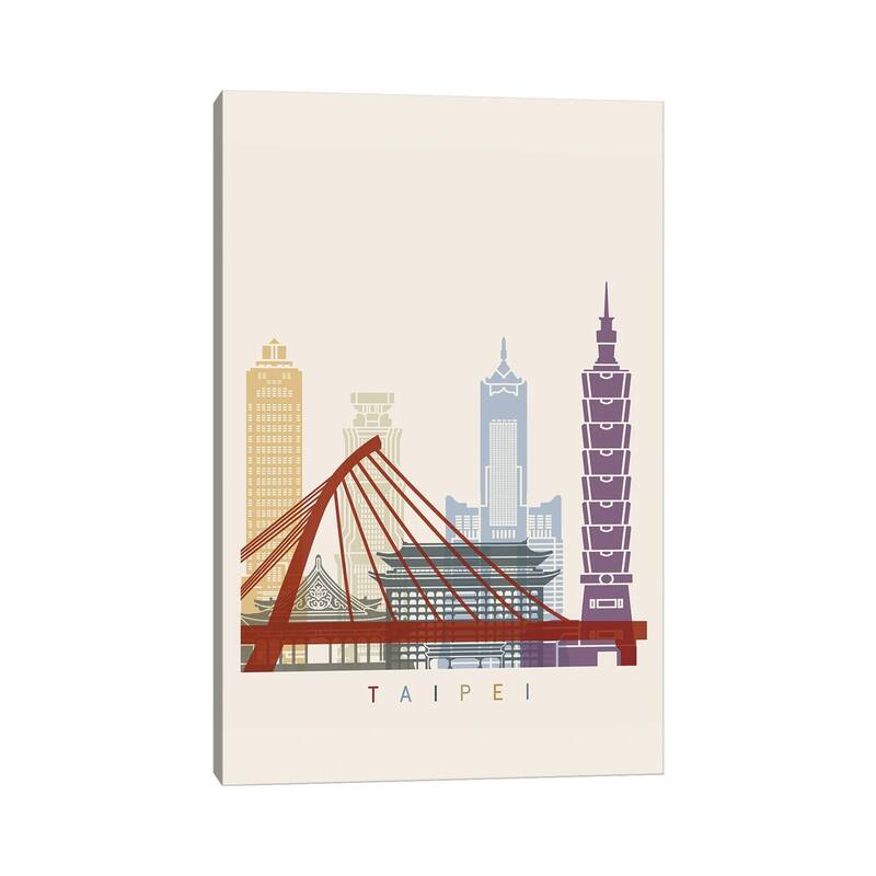 iCanvas "Taipei Skyline Poster" by Paul Rommer Canvas Print