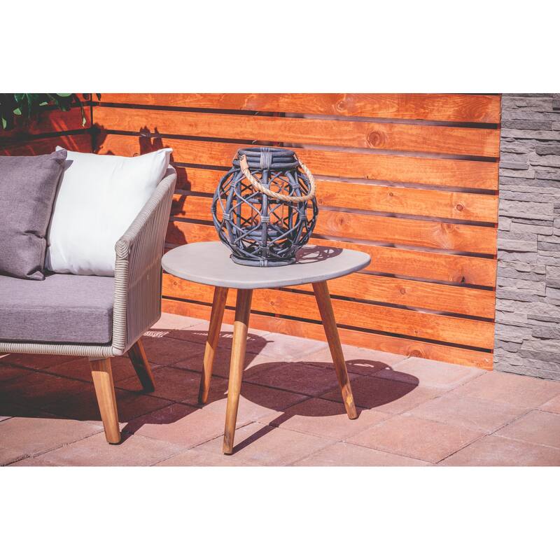 Gray Concrete Resin Modern Outdoor Dining and Accent Table Collection - Accent Table - 24"W, 19"H
