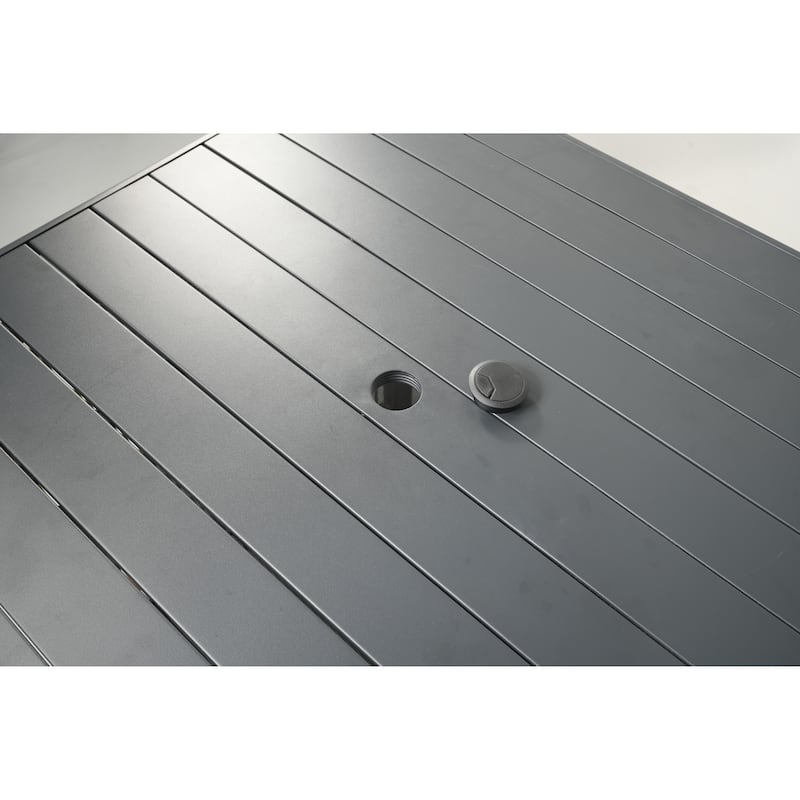 Komodo 37-Inch Outdoor Metal Square Dining Table, Powder-Coated with Umbrella Hole