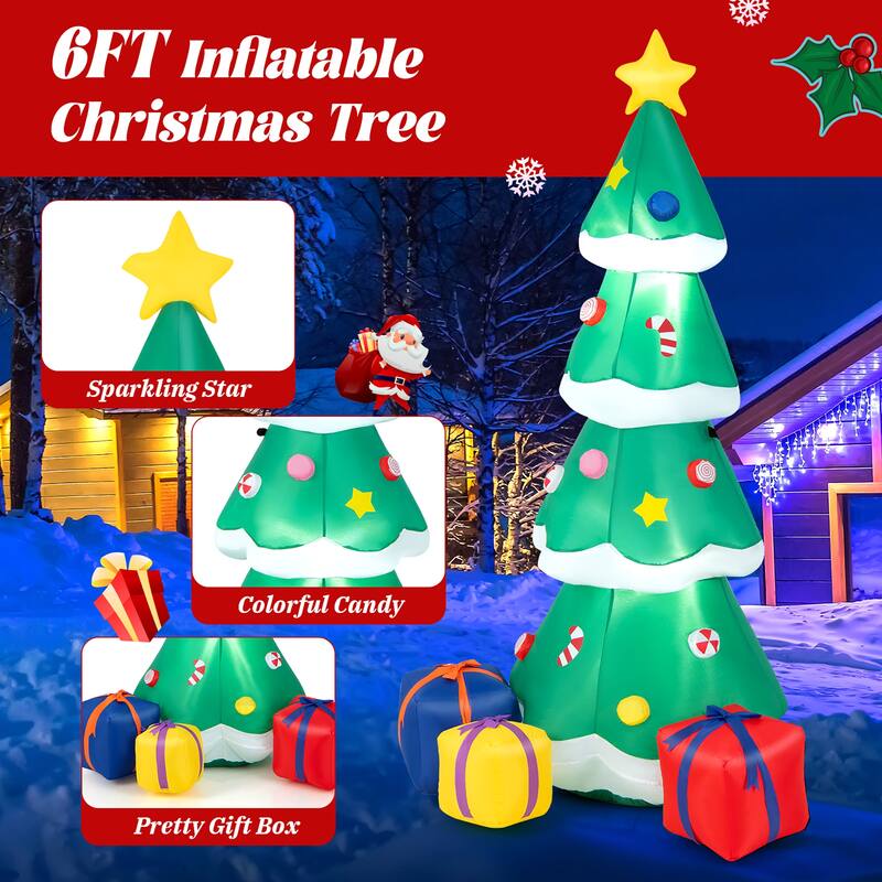 Gymax 6FT Tall Inflatable Blow up Christmas Tree Holiday Decor Tree w/ - See Details