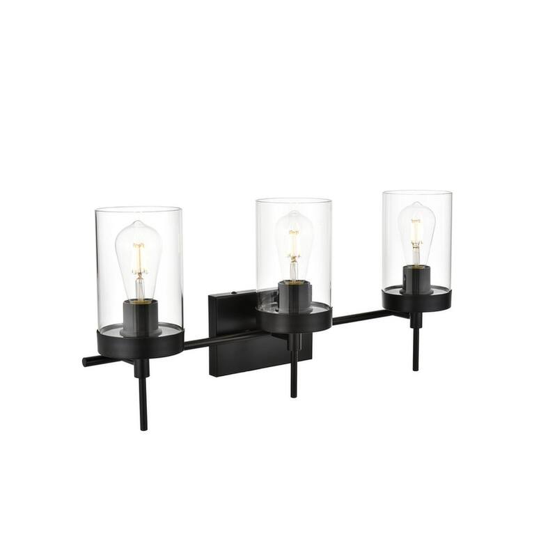 Bento 1 Light Black and Clear Bath Sconce