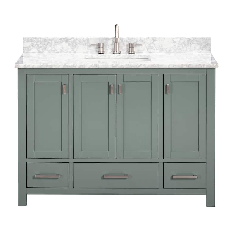 Avanity Modero 48 in. Single Sink Bathroom Vanity with Carrara Marble Top - 49"W x 22"D x 35"H