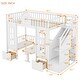 preview thumbnail 24 of 25, Twin-Over-Twin Bunk Bed with Convertible Desk, Solid Pine Wood, Playhouse Design, Fence-Shaped Frame, Grey