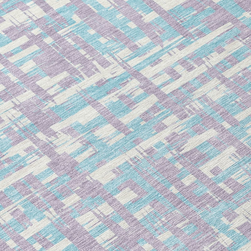 Machine Washable Indoor/ Outdoor Modern Crosshatch Chantille Rug