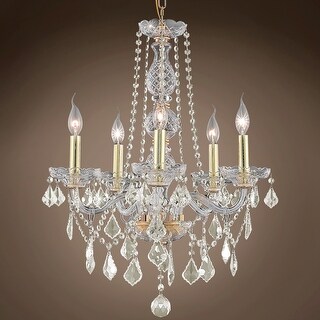 Elizabeth 5 Light 21" Gold Chandelier With Golden Teak Crystals - 26.00 ...